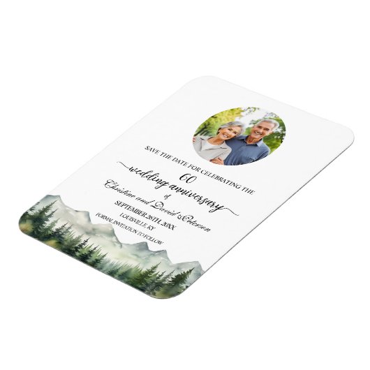 Mountain Pine 60 Wedding Anniversary Save the Date マグネット (左側)