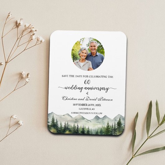 Mountain Pine 60 Wedding Anniversary Save the Date マグネット