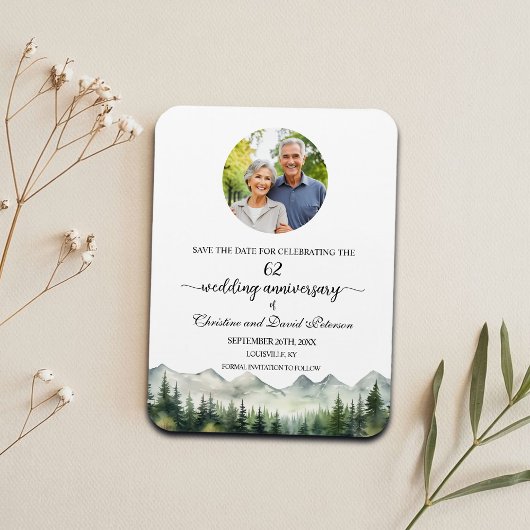 Mountain Pine 62 Wedding Anniversary Save the Date マグネット