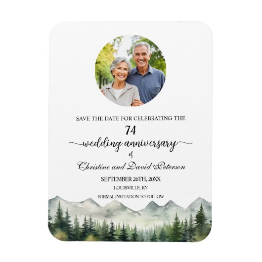 Mountain Pine 74 Wedding Anniversary Save the Date マグネット (縦)