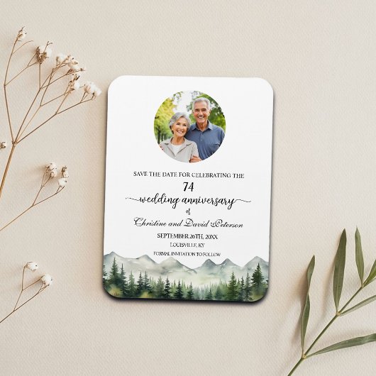 Mountain Pine 74 Wedding Anniversary Save the Date マグネット