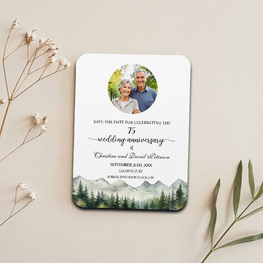 Mountain Pine 75 Wedding Anniversary Save the Date マグネット