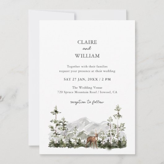 Mountain Pine Forest Wedding Invitation 招待状 (正面)