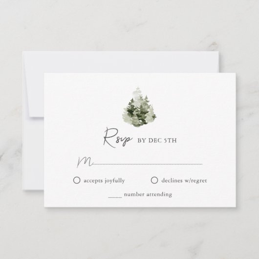 Mountain Pine Forest Wedding RSVP Card (正面)