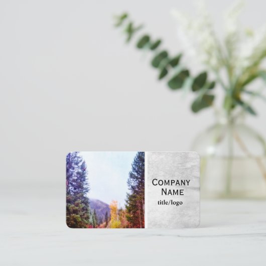 mountain pine trees fall outdoors nature photo art 名刺 (スタンド正面)