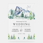 Mountain Pine Trees Forest Wedding Welcome アクリルサイン (正面)
