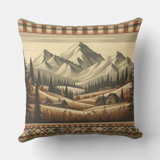 Mountain Plaid - for Cozy Cabin Charm クッション (裏面)