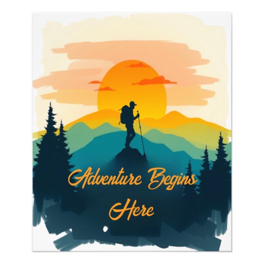 Mountain Poster – Adventure Begins Here フォトプリント (正面)