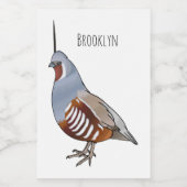 Mountain quail bird cartoon illustration フードラベル (シングルラベル)