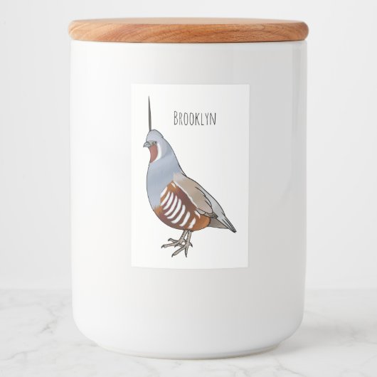 Mountain quail bird cartoon illustration フードラベル (正面)
