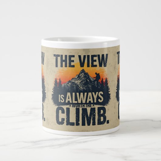 Mountain Quote Adventure Typography Mug ジャンボコーヒーマグカップ (正面)