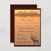 Mountain reflections茶色のムースRSVPカード 招待状 (正面/裏面)