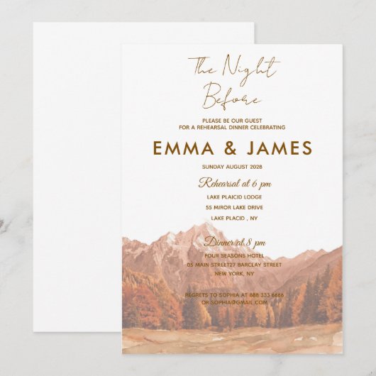 Mountain Rehearsal Dinner, Rustic 招待状 (正面/裏面)