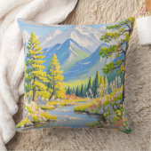 Mountain River Landscape Throw Pillow クッション (ブランケット)
