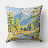 Mountain River Landscape Throw Pillow クッション (裏面)