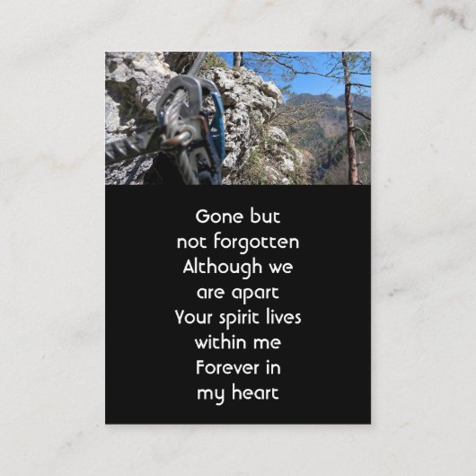 Mountain Rock Climbing Memorial Keepsake 名刺 (裏面)