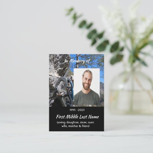 Mountain Rock Climbing Memorial Keepsake 名刺 (スタンド正面)