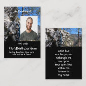 Mountain Rock Climbing Memorial Keepsake 名刺 (正面/裏面)