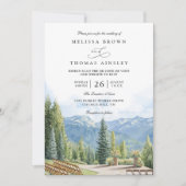 Mountain Rustic Aspen Colorado QR Code Wedding 招待状 (正面)
