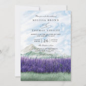 Mountain Rustic Lavender Meadow QR Code Wedding 招待状 (正面)