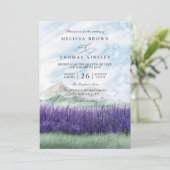 Mountain Rustic Lavender Meadow QR Code Wedding 招待状 (スタンド正面)