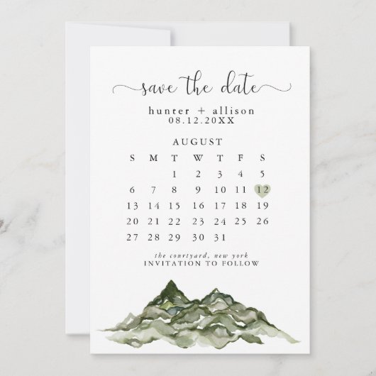 Mountain Save The Date Calendar招待状 招待状 (正面)