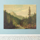 Mountain scene, 2 men, 1 fishing キャンバスプリント (インサイチュ (ウッドフロア))