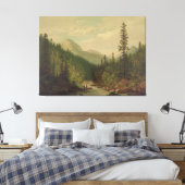 Mountain scene, 2 men, 1 fishing キャンバスプリント (インサイチュ (寝室))