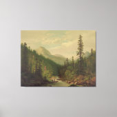Mountain scene, 2 men, 1 fishing キャンバスプリント (正面)