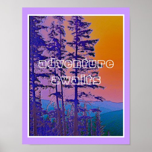 mountain scene  adventure awaits text quote ポスター (正面)