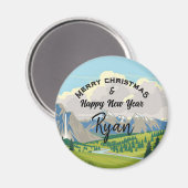 Mountain Scene Country Add a Name マグネット (正面/裏面)