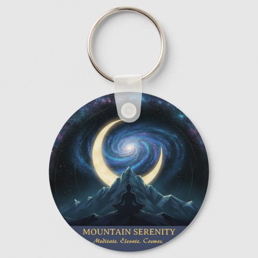Mountain Serenity Cosmic Meditation、三日月 キーホルダー (正面)