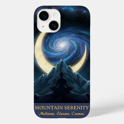 Mountain Serenity Cosmic Meditation, Crescent Moon Case-Mate iPhoneケース (裏面)