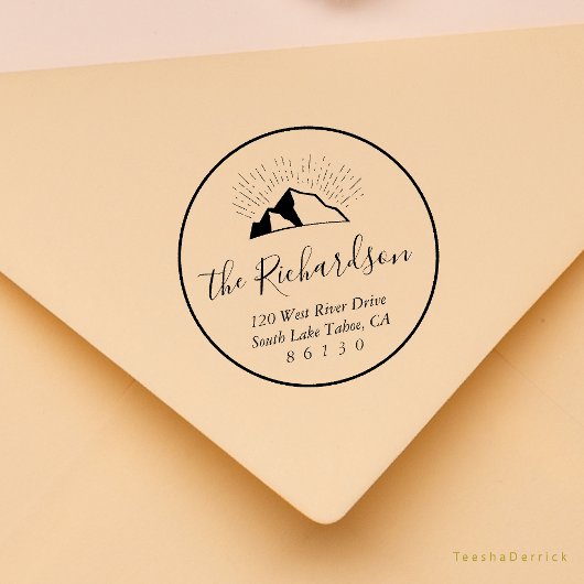Mountain Sketch Sunlight Beam Return Address ラバースタンプ