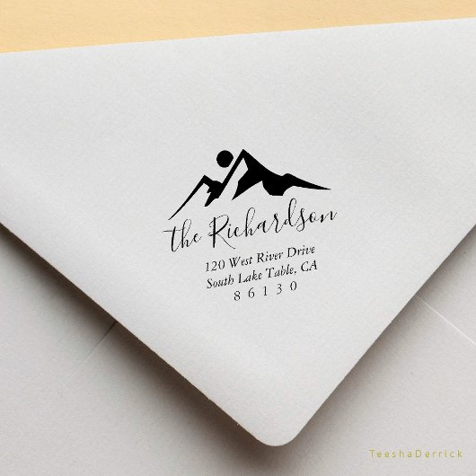 Mountain Sketch Sunrise Return Address Self-inking ラバースタンプ
