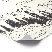 Mountain Sketch Wedding Bar Menu Sign ポスター (角)