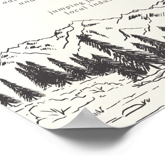 Mountain Sketch Wedding Bar Menu Sign ポスター (角)