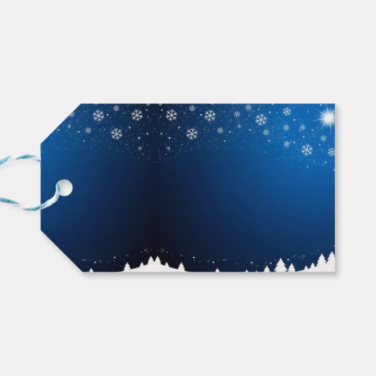 Mountain Snowy Night Merry Christmas ギフトタグ (裏面横)