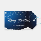 Mountain Snowy Night Merry Christmas ギフトタグ (正面(横))