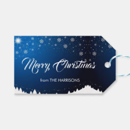 Mountain Snowy Night Merry Christmas ギフトタグ
