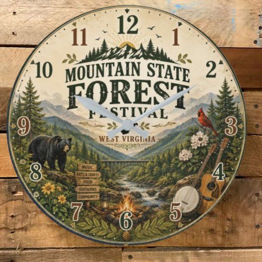 Mountain State Forest Festival West Virginia ラージ壁時計