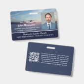 Mountain Sunrise Blue Church Membership Clergy ID バッジ (正面＆裏面)