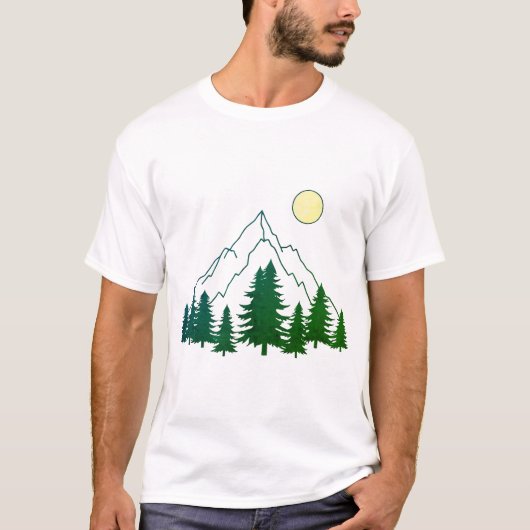 Mountain Sunrise Forest T-Shirt Tシャツ (正面)