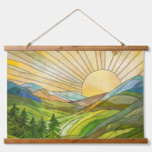 Mountain Sunrise Mosaic Digital Art 吊り下げ型タペストリー (正面)