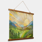 Mountain Sunrise Mosaic Digital Art 吊り下げ型タペストリー (傾斜あり)