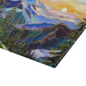 Mountain Sunset Glass Cutting Board Decor カッティングボード (角)