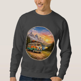Mountain Sunset Lake Scene | Retro Hippie Van Life スウェットシャツ