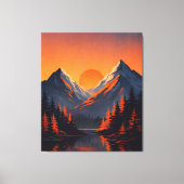 Mountain Sunset Reflection Fiery Orange Sky  キャンバスプリント (正面)