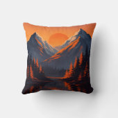 Mountain Sunset Reflection Fiery Orange Sky  クッション (裏面)