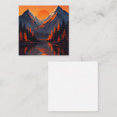 Mountain Sunset Reflection Fiery Orange Sky  スクエア名刺 (正面/裏面)